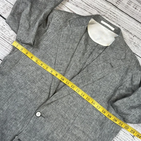 Corneliani ID Lightweight Unstructured 2 Button Blazer Linen Solid Gray 50/ 40R